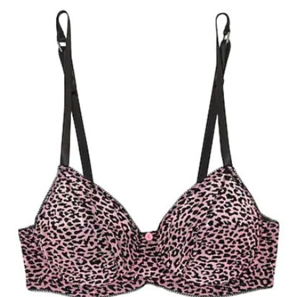 MORGAN LANE Pink & BLack Leopard Skin Print Bra Size: 32D - NWT - Picture 1 of 4
